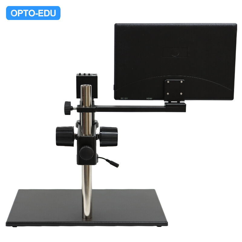 OPTO-EDU 11.6" LCD Monocular Zoom Video Stereo Microscope 0.7x-5.0x